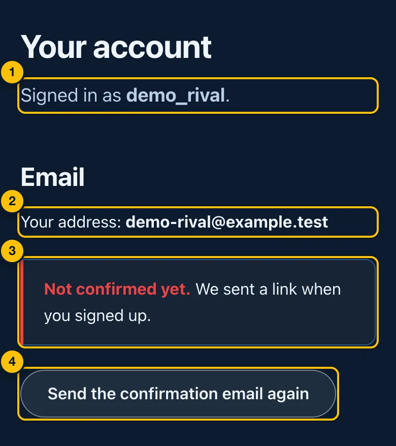 An email address not confirmed yet