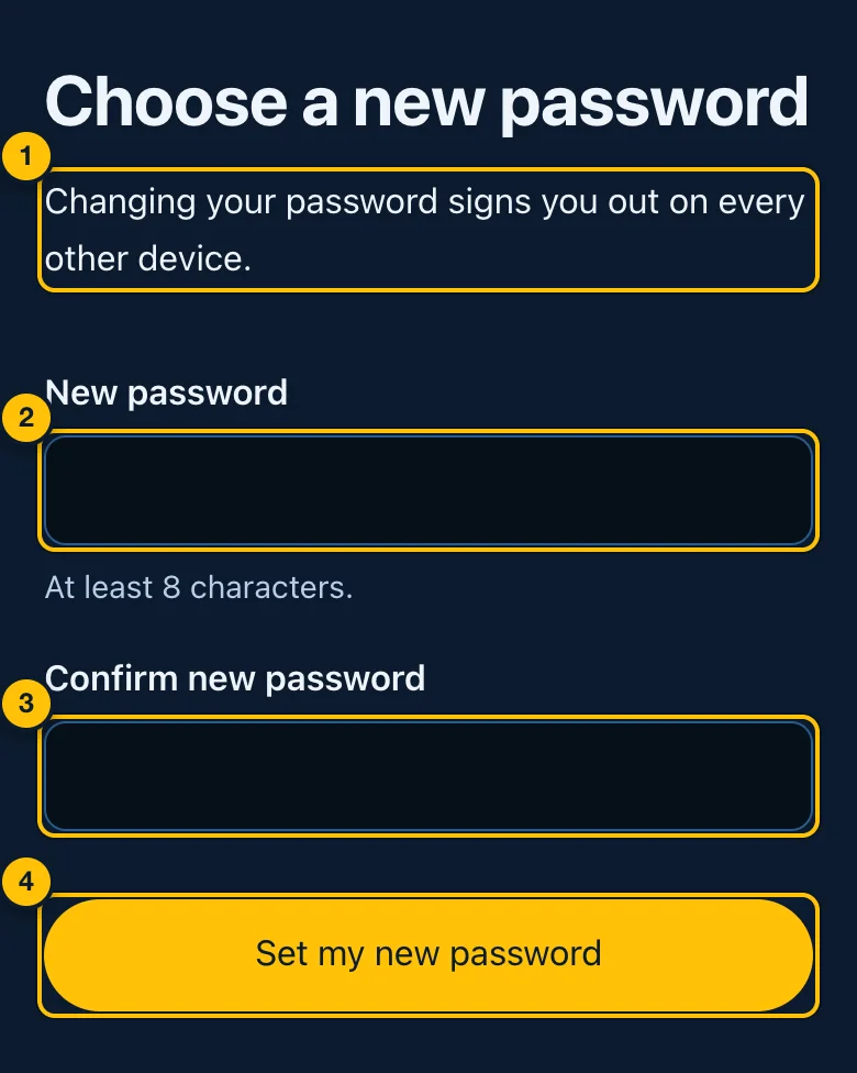 Choosing a new password