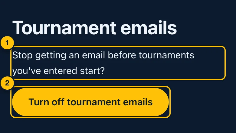 Turning off tournament emails