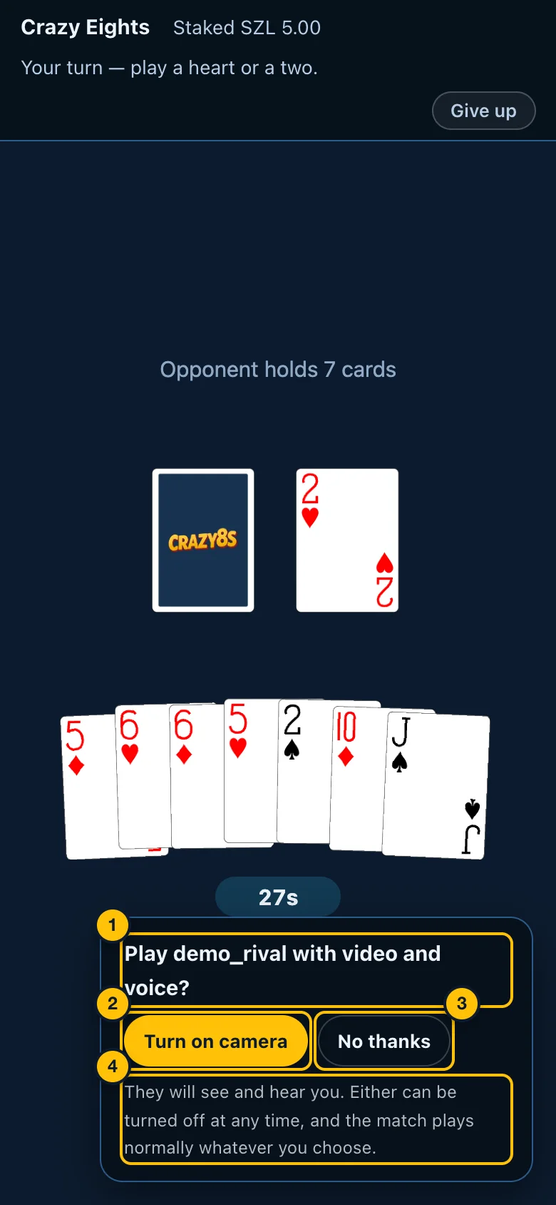 The video question in a match